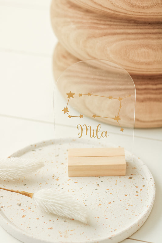 Bord met eigen tekst