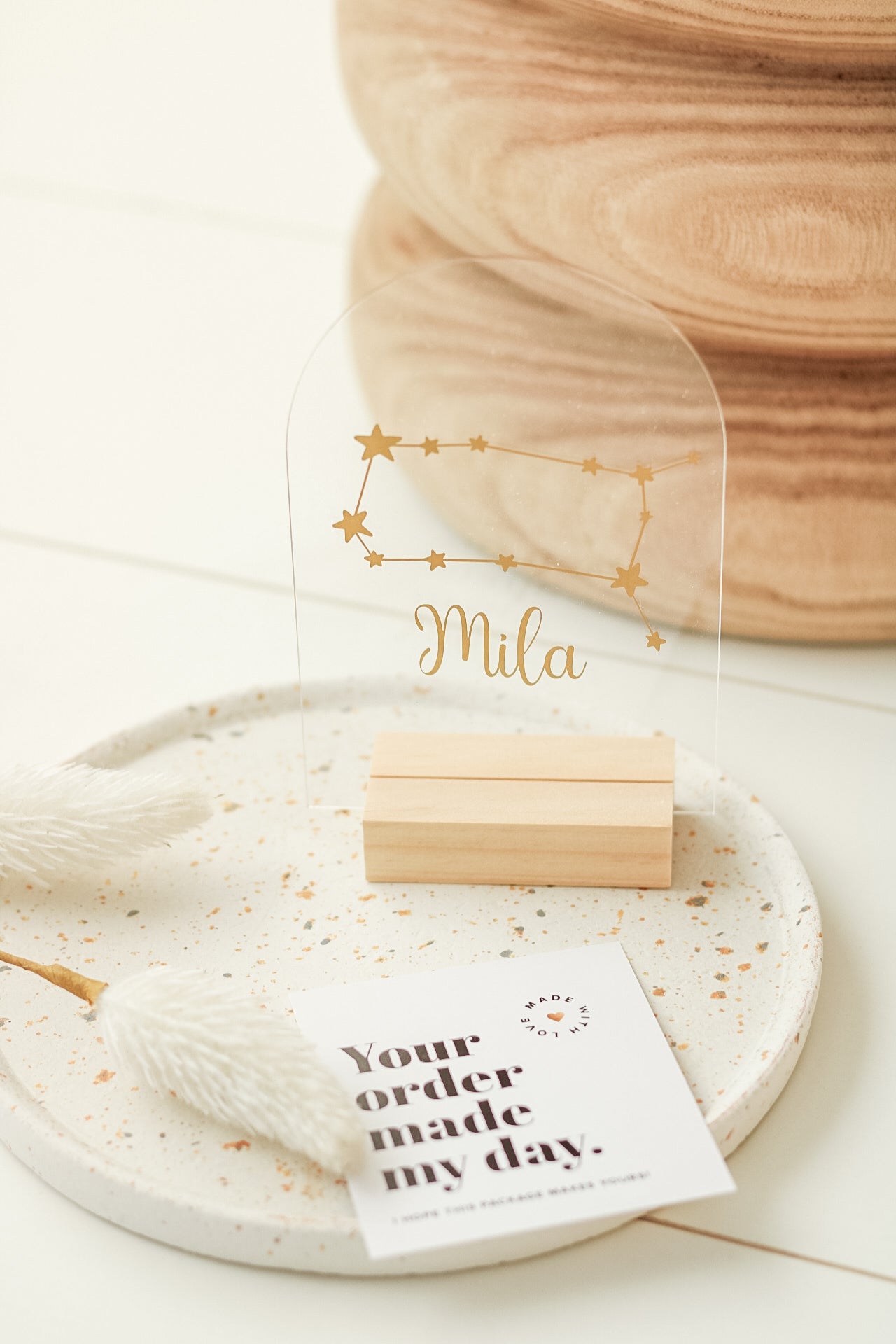 Bord met eigen tekst